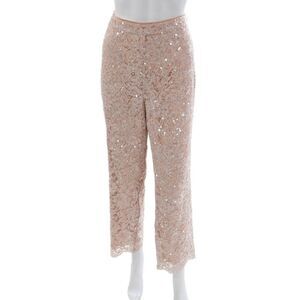 Marc Cain Womens Cropped Pink Floral Pants Zip Inseam 28 Size 8